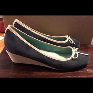 Boden Ballerina Wedges - Blue and Light Pink